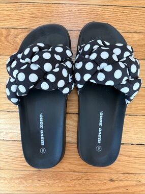 Black & White Polka Dot Slide Sandals